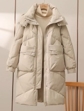 2023年新款韩系爆款羽绒服女中长款过膝加厚保暖90白鸭绒冬装外套