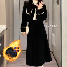 批发官图｜两件套｜加绒学院风两件套装新中式长袖黑色半身<b class='q'>连衣裙</b>子女