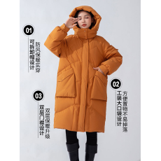 批发90新国标白鸭绒 <b class='q'>雅</b><b class='q'>鹿</b>同款中长款<b class='q'>羽绒服</b>女 2023新款连帽羽绒外套