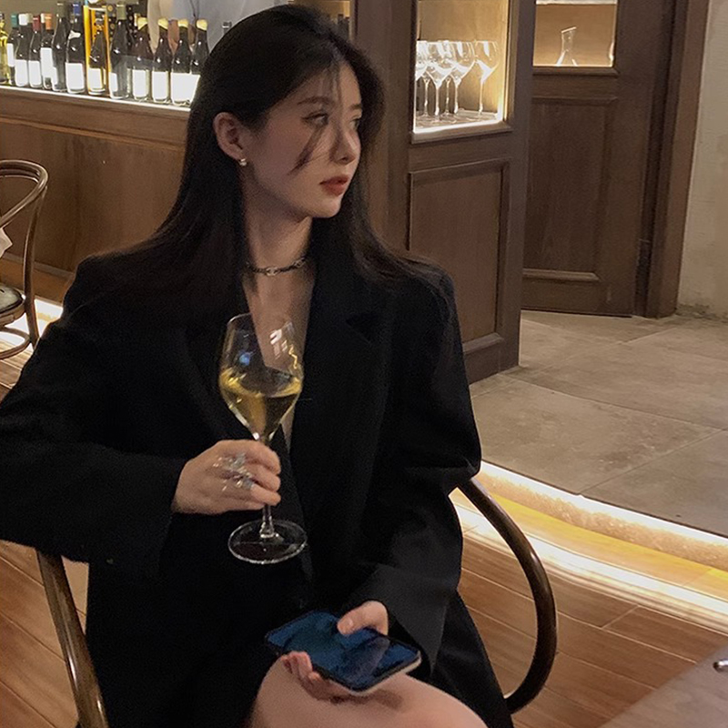 高級感黑色氣質西裝外套女春秋季2023新款小個子休閒寬鬆韓版西服