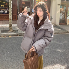 批发韩版宽松面包服休闲短款羽绒棉服男女情侣加厚小众设计感加厚外套