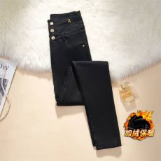 批发实拍大码胖妹妹加绒加厚韩版高腰收腹修身魔术裤<b class='q'>牛仔裤</b>女