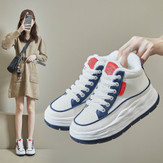 批发2023冬季新款<b class='q'>韩版</b>加绒高帮小白鞋女休闲鞋