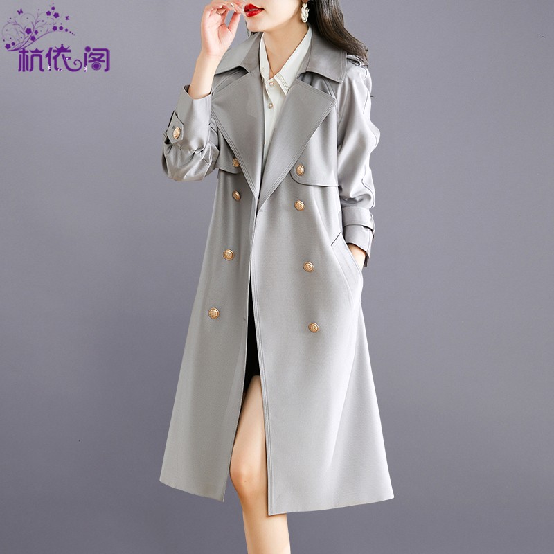 BY356014# 高级感灰色风衣女中长款新款春秋季小个子气质英伦风外套 服裝批發女裝批發服飾貨源