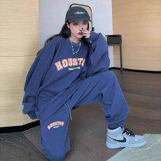 批发网红休闲时尚运动套装女加绒加厚<b class='q'>春</b>秋新款宽松洋气卫衣长裤两件套