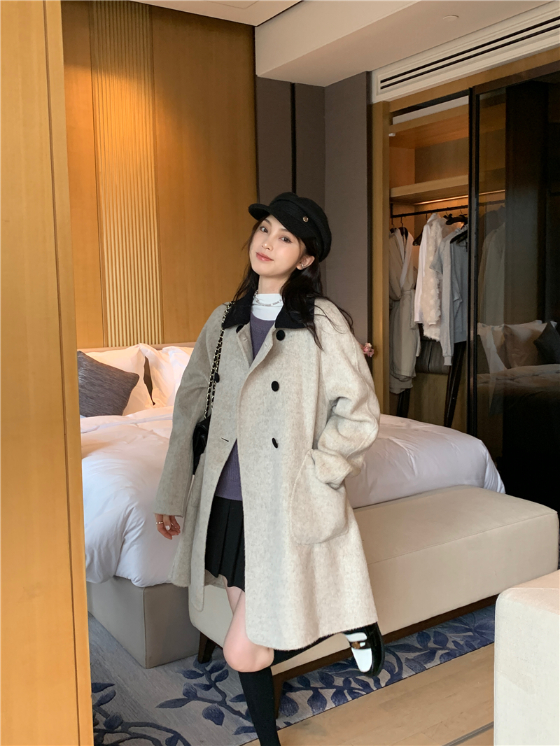 長款毛呢風衣外套女裝高級感氣質小個子法式小香風呢子大衣冬