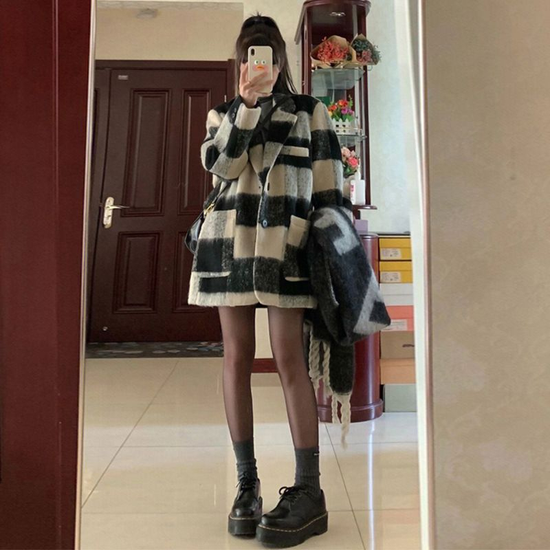 高檔呢子大衣女2023年秋冬新款韓系學院風洋氣小個子加厚毛呢外套