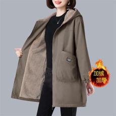 批发加绒加厚中长款<b class='q'>妈妈</b>装秋冬款大码宽松上档次风衣外套女潮ins百搭