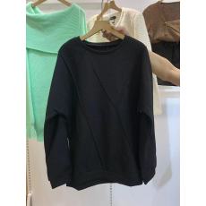 批发<b class='q'>韩国</b>东大门2025秋冬新款设计感黑色宽松华夫格<b class='q'>卫衣</b>简约休闲上衣