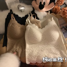 批发实价实拍<b class='q'>蕾丝</b>吊带背心女打底免穿<b class='q'>文胸</b>带胸垫一体内搭秋冬美背内衣