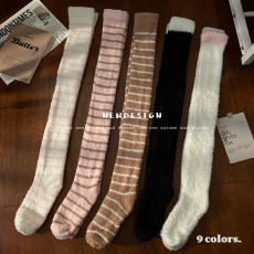 批发实拍实价冬季加厚珊瑚绒过膝<b class='q'>长筒袜</b>学生保暖地板袜小腿袜子女