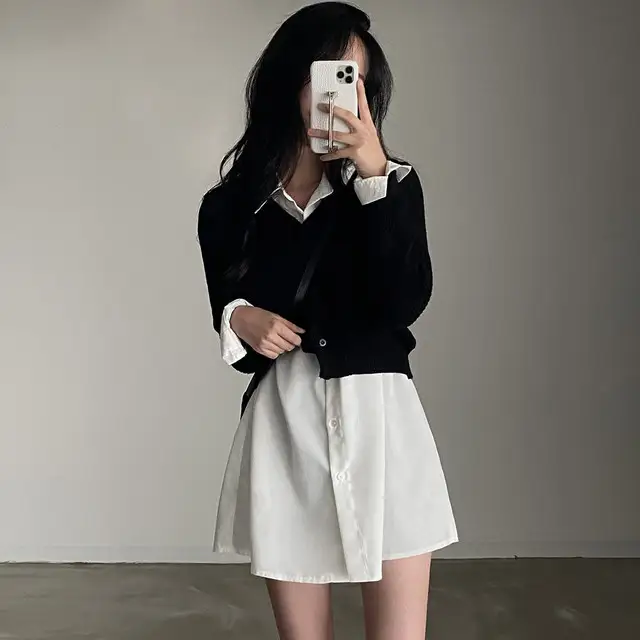 한국인기 레트로 V넥 니트 가디건 상세 이미지 7
