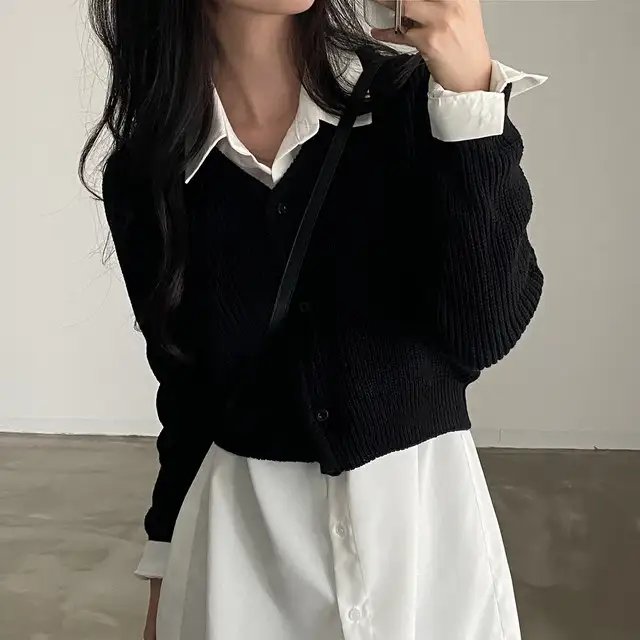 한국인기 레트로 V넥 니트 가디건 상세 이미지 8