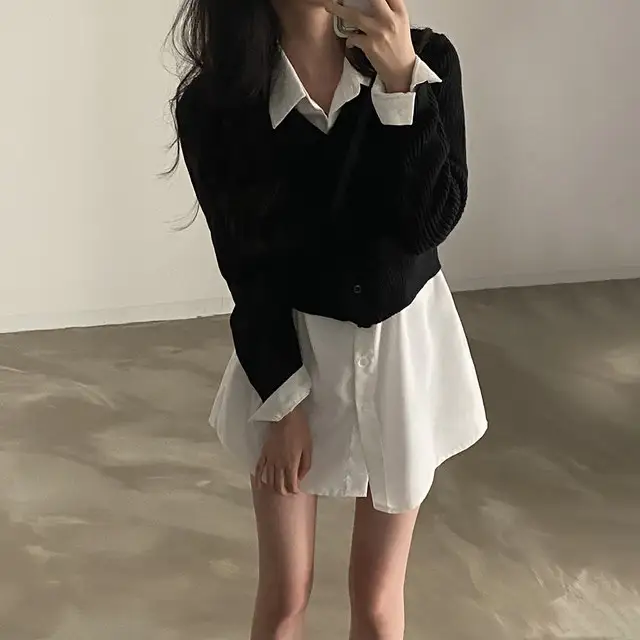 한국인기 레트로 V넥 니트 가디건 상세 이미지 9