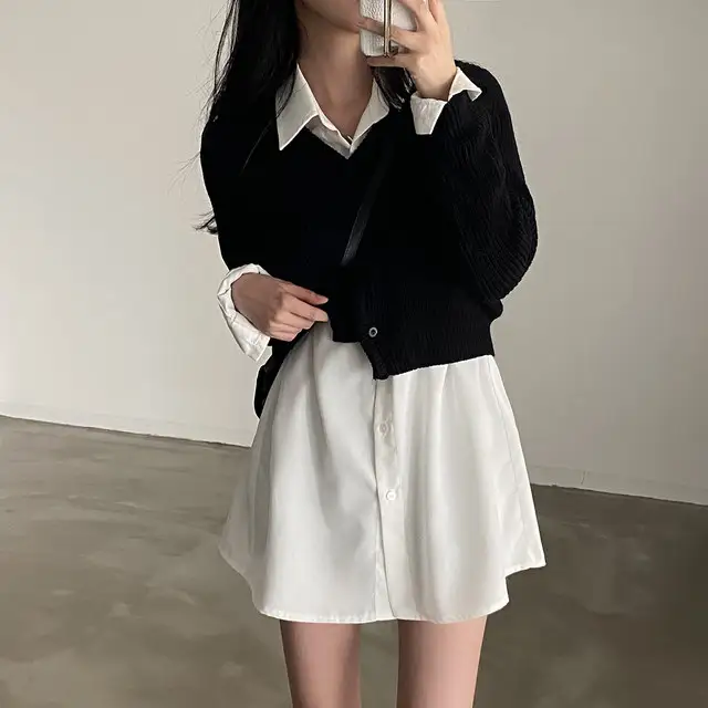 한국인기 레트로 V넥 니트 가디건 상세 이미지 11