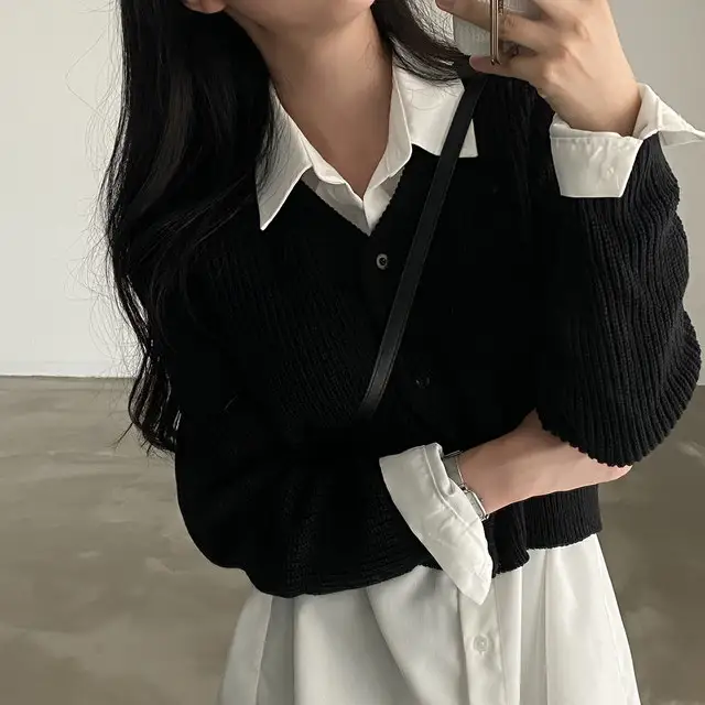 한국인기 레트로 V넥 니트 가디건 상세 이미지 12