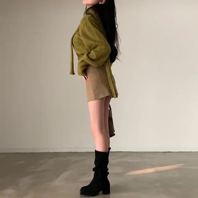 복고 V넥 긴팔 니트 코트 상세 이미지 32