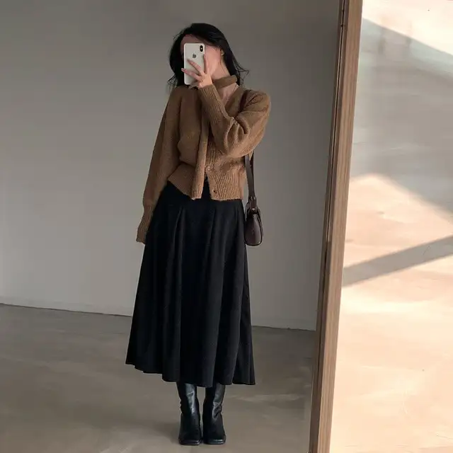 복고 V넥 긴팔 니트 코트 상세 이미지 62