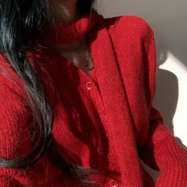 복고 V넥 긴팔 니트 코트 상세 이미지 65