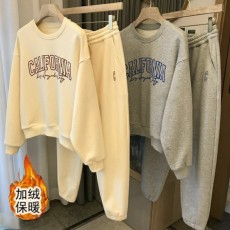 批发加绒加厚休闲运动<b class='q'>套装</b><b class='q'>女</b>秋冬季新款时尚宽松印花<b class='q'>卫衣</b>长裤两件套