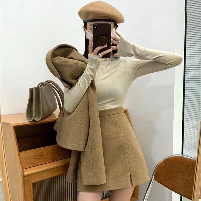 Autumn and winter temperament goddess style high-end Internet celebrity Xiaoxiang style fashionable woolen coat and skirt two-piece suit