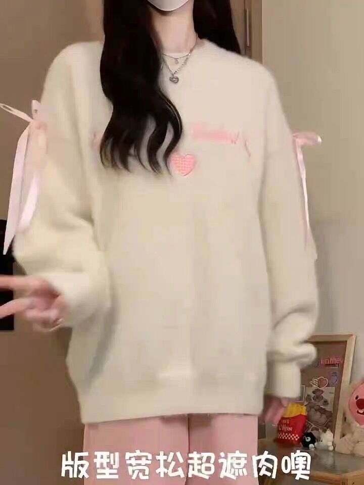 奶fufu慵懶風糖果色毛衣女秋冬2023新款學生寬鬆可愛軟糯針織上衣