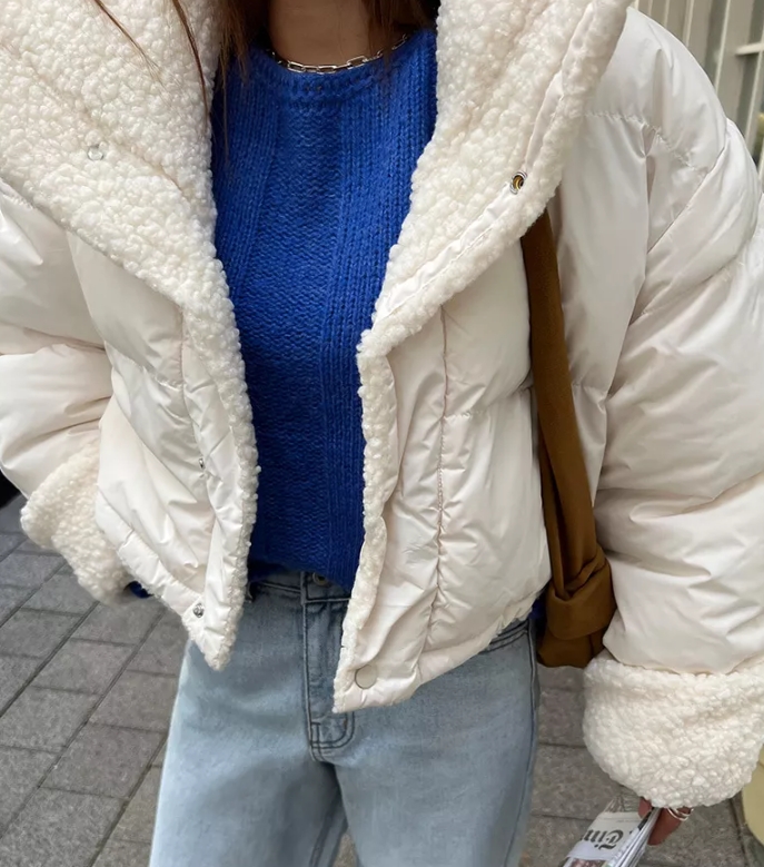 한국 스타일 가을 겨울 양털 면 의류 재킷 디자인 센스 chic 하라주쿠 스타일 터틀넥 쇼트 스타일 면 옷 여성 코트 재킷