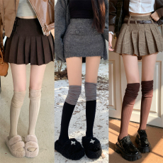 批发实拍实价~过膝袜女秋冬堆堆袜美拉德咖色叠穿靴袜防滑纯棉<b class='q'>长筒袜</b>
