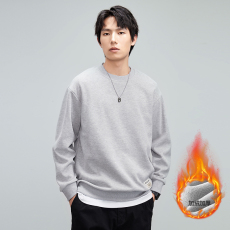 批发加绒卫衣男士印花T恤男士长袖男百搭圆领无帽上衣2023新款春秋季