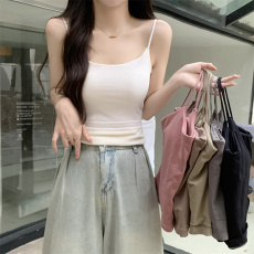 批发实拍 新款秋冬保暖带胸垫加绒纯色百搭修身内搭打底美背短款上衣