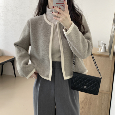 批发尺寸已更新 韩国chic 法式通勤百搭呢子开<b class='q'>衫</b>短款外套
