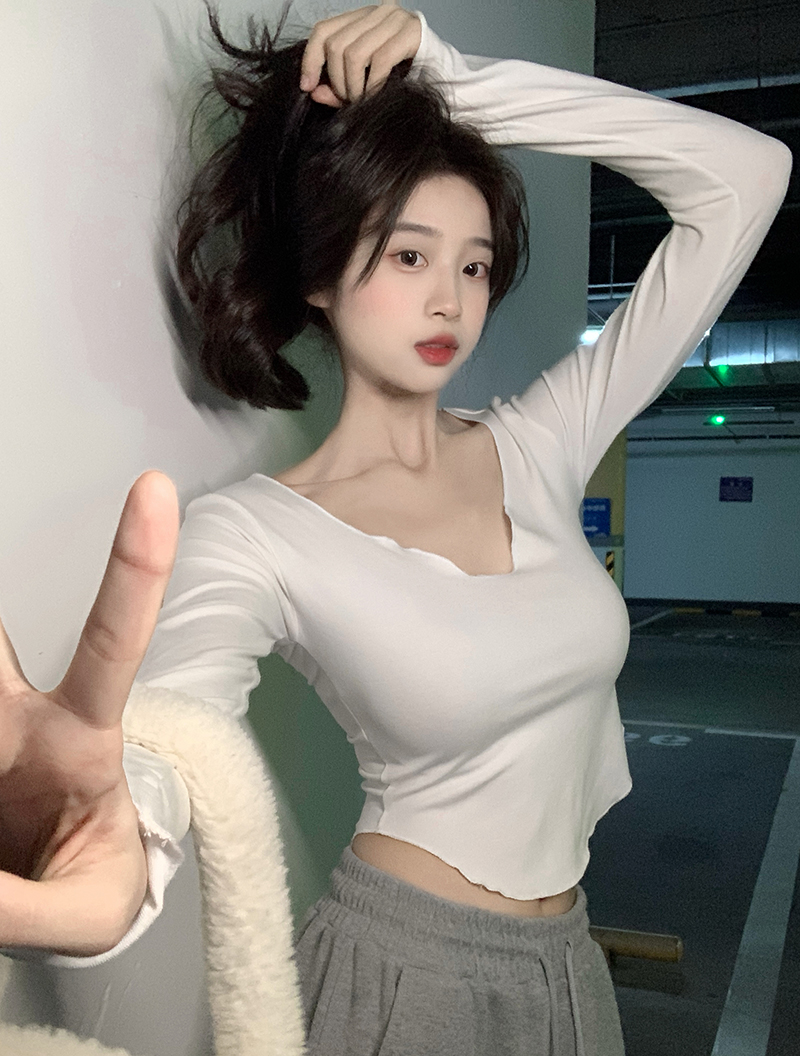 實拍~網紅款純欲風顯瘦修身短款T恤女短袖上衣