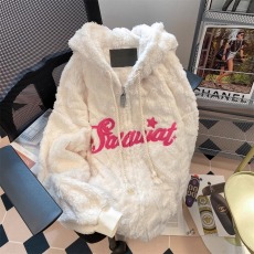 批发特价刺绣原版布料抖音质量300斤特大码复古羊羔毛绒女外套