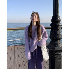 批发实拍实价 <b class='q'>糖果</b><b class='q'>色</b>慵懒软糯套头圆领毛衣+灯芯绒松紧腰休闲阔腿裤