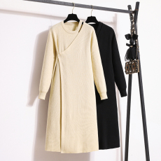 批发实拍大码女装2025<b class='q'>秋</b>冬款韩版针织连裙宽松半开中长款打底毛衣裙子