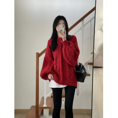 批发慵懒风圣诞网红宽松遮肉<b class='q'>中长款</b>遮屁股外穿红色加厚毛衣三件套<b class='q'>装</b>女