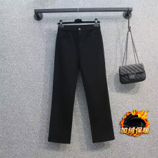 批发实拍大码胖妹妹冬季新款加绒加厚韩版高腰显瘦烟管小直筒<b class='q'>牛仔裤</b>女