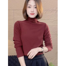 批发春秋新款半高领烫钻<b class='q'>t</b><b class='q'>恤</b>长袖纯色女修身显瘦大码<b class='q'>妈妈</b>装打底衫上衣