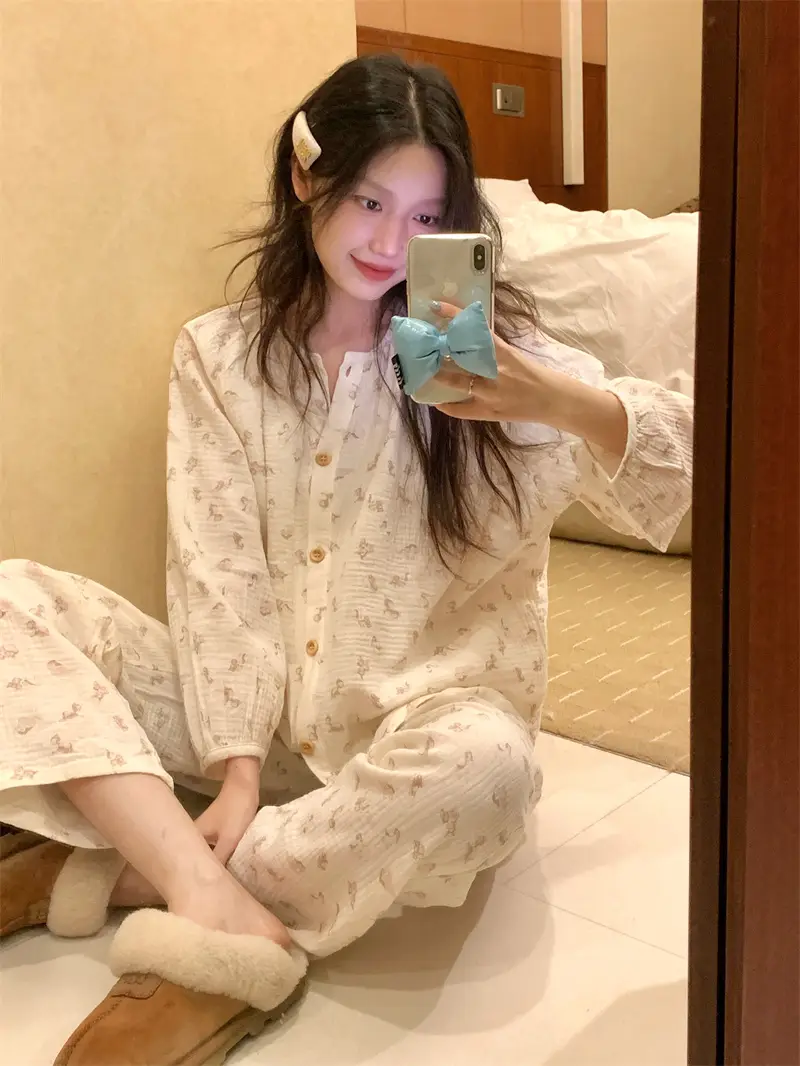 귀여운 미미 소녀 래빗 홈웨어 세트 상세 이미지 1