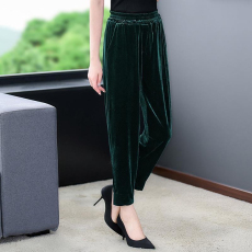 批发松紧腰舒服真丝丝绒休闲裤女秋季显瘦桑蚕丝绒<b class='q'>哈伦裤</b>