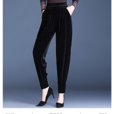 批发松紧腰舒服真丝丝绒休闲裤女秋季显瘦桑蚕丝绒<b class='q'>哈伦</b>裤