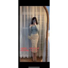 批发秋冬<b class='q'>婴儿</b>蓝甜美露锁骨露肩显瘦百搭针织<b class='q'>毛衣</b>+鹿皮绒半身裙两件套