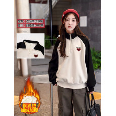 批发女大<b class='q'>童</b>加绒卫衣骄骄虎2025新款秋冬初中生洋气银狐绒加厚女<b class='q'>童</b><b class='q'>上衣</b>