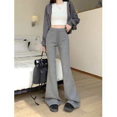 批发实拍 修身黑色微喇加绒加厚运动卫裤直筒休闲拖地裤