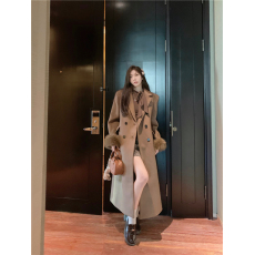 批发实拍实价~秋冬新款高级感呢子夹棉咖啡色西装毛呢外套<b class='q'>女</b>韩系上衣