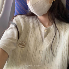 批发无袖V领针织马甲背心女装秋季宽松叠穿毛衣上衣<b class='q'>百搭</b>套头外搭马夹