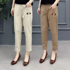 批发加厚洗水皱100%纯棉新款休闲裤2025大码宽松<b class='q'>哈伦裤</b>高腰显瘦<b class='q'>九分</b>裤