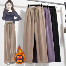 批发实拍大码女装加绒女冬季灯芯绒哈伦老爹裤高腰显瘦休闲奶奶裤