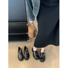 批发~韩国厚底懒人乐福鞋女秋冬新款金币英伦风小皮鞋单鞋