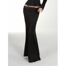 批发夜幕之下 高级感黑色缎面半身裙气质修身低腰长款包臀裙